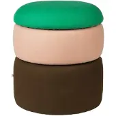 Broste Copenhagen Pouf Pond vert/rose/café Ø38cm