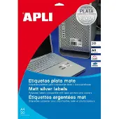 APLI Étiquettes de plaque signalétique, 210 x 297 mm, argentées