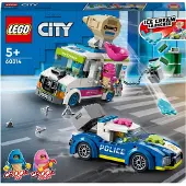 LEGO 60314 City Poursuite en camion frigorifique, poursuite policière avec canon à glace et véhicule d'interception, jouet policier pour garçons et filles à partir de 5 ans