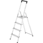 Hailo Echelle ménagère - 4 marches -146 cm aluminium L40 - 8140-415