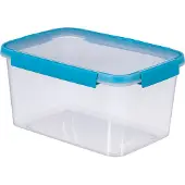 Curver récipient alimentaire, modèle rectangulaire 5L, transparent avec couvercle bleu-gris, idéal pour la conservation pratique et sûre des aliments frais dans la cuisine.