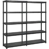 vidaXL Étagère de rangement à 5 niveaux Noir 183x45,7x185 cm Plastique