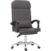 vidaXL Chaise de bureau avec fonction massage Gris Similicuir