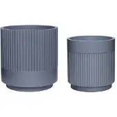 Hubsch Ensemble de pots de fleurs gris foncé