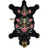 Doing Goods Tapis ours noir fleuri XL
