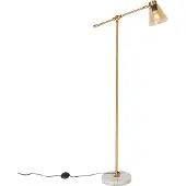 QAZQA Lampadaire Art Déco bronze avec marbre et verre ambré - Nina