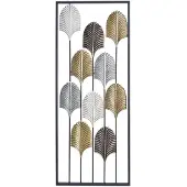Sublime Market Connect décoration murale noir métal multicouleur moderne feuille d'une plante (35 x 2 x 90 cm)
