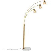 QAZQA Lampadaire en arc bronze avec marbre et verre ambre 3 lumières - Nina
