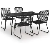 vidaXL Ensemble de jardin 5 pièces Poly rotin et verre