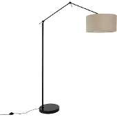 QAZQA Lampadaire noir avec abat-jour brun clair 50 cm réglable - Editor