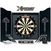 Winmau Set Cabinet de fléchettes + cible + 2 jeux de fléchettes + ligne de lancement etc.