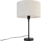 QAZQA Lampe de table noire réglable avec abat-jour gris clair 35 cm - Parte