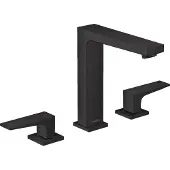 Hansgrohe Robinet de lavabo Metropol, 3 trous, modèle 160, avec leviers et système de vidange à poussoir, finition noir mat