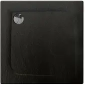 Allibert Receveur de douche carré effet pierre Mooneo - L. 80 x l. 80 cm - Noir