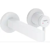 Hansgrohe - Mitigeur lavabo mural Finoris 165 mm + bonde àécoulement libre Blanc mat - Blanc