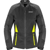 Spidi Veste textile pour moto Super Net pour femme, noir/jaune fluo, L