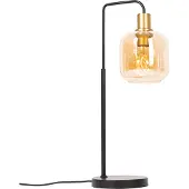 QAZQA Lampe de table design noire avec verre laiton et ambré - Zuzanna