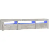 vidaXL Armoire TV avec lampes LED gris béton 195x35x40 cm