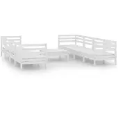 vidaXL Ensemble de salon de jardin 9 pièces blanc pin massif