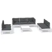 vidaXL Ensemble salon de jardin 8 pièces avec coussins pin massif
