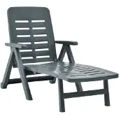 vidaXL Chaise longue pliante plastique vert