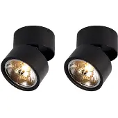 QAZQA Lot de 2 spots modernes noirs ronds orientables - Go Nine