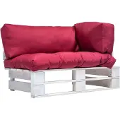 vidaXL Canapé-palette de jardin avec coussins rouges en bois de pin