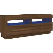 vidaXL Armoire TV avec lampes LED brun aspect chêne 100x35x40 cm