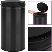 vidaXL Poubelle automatique à capteur 60 L acier carbone noir