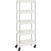 vidaXL Chariot de cuisine 5 plateaux Blanc 42x29x128 cm Fer et ABS
