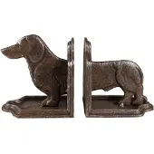 Clayre & Eef serre-livres set de 2 chiens teckels 23x8x13 cm brun fer