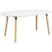 Ebuy24 Belle Table de salle à manger 100 x 170/270 cm avec 2 pl. supplémentaires en blanc avec pieds Pincon, ferrure chromée.