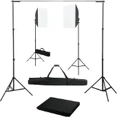 vidaXL Kit de studio photo avec boîtes à lumière et toile de fond