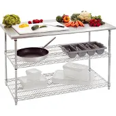 Bartscher Table de travail avec plan de travail en inox | 130 x 70 x 90 cm