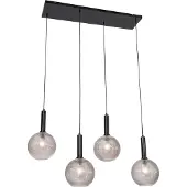 QAZQA Suspension design noire avec verre fumé 4 lumières - Chico