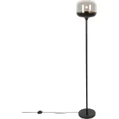 QAZQA Lampadaire design noir avec doré et verre fumé - Kyan