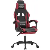 vidaXL Chaise de jeu avec repose-pieds Pivotante Noir & bordeaux Similicuir