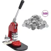 vidaXL Machine à badges avec 500 pièces de badges 37 mm