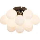 QAZQA Plafonnier Art déco noir avec verre opale 3 lumières - Uvas