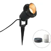 QAZQA Spot à piquet intelligent noir IP65 avec WiFi GU10 - Done