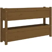 vidaXL Jardinière Marron miel 112x25x66 cm Bois massif de pin
