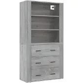 vidaXL Highboard Gris Sonoma Matériau dérivé du bois
