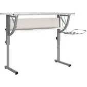 vidaXL Table de bricolage blanc & gris 110x53x(58-87) cm Bois composite & acier