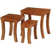 vidaXL Table gigogne 3 pcs Bois massif d'acacia 50x35x50 cm Marron