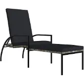 vidaXL Bain de soleil avec repose-pieds en rotin PE gris