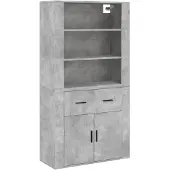 vidaXL Highboard gris béton bois composite