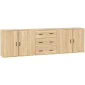 vidaXL Sideboards 3 pcs. chêne Sonoma bois composite