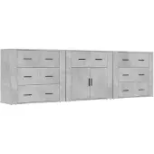 vidaXL Sideboards 3 pcs. Gris béton Bois composite