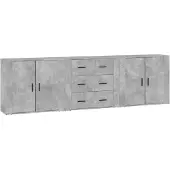 vidaXL Sideboards 3 pcs. Gris béton Bois composite