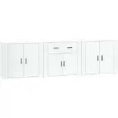 vidaXL Sideboards 3 pcs. Blanc Bois composite
